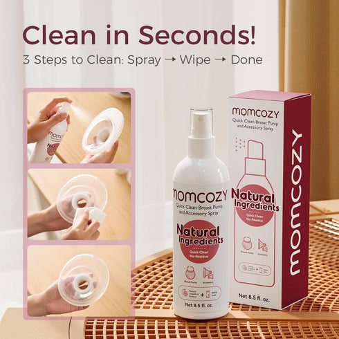 Momcozy 30 Portable Breast Pump Cleaning Spray and Breast Pump Wipes pcs