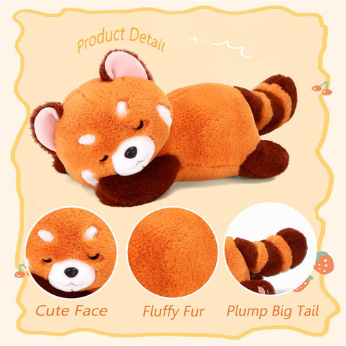 Red Panda Stuffed Animal Pillow - Cute 13.7" Plush Toy Gift for Kids and Girlfriend Birthday