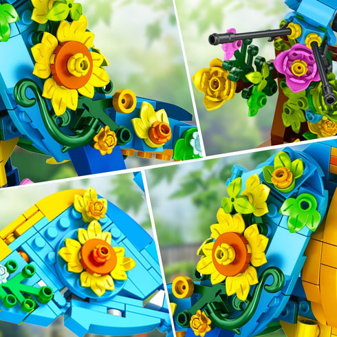 Set, 3 1 412 8 9 10 11 12+ PLAXSOON Flower Cat Building in Floral Parrot Butterfly Animal Figure Building Toy for Home