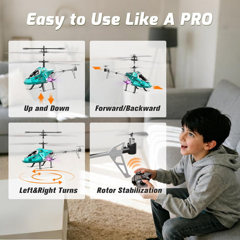 2.4GHz 8+ XIKOTEC Remote Control Helicopter, RC Helicopter Toy for Kids, RC Plane with LED Lights, RC Flying Toy, Easy
