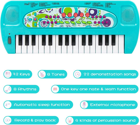 Raimy Mini Keyboard Piano for Kids, 32 Keys Portable Educational Music Instrument for 3-6 Year Olds