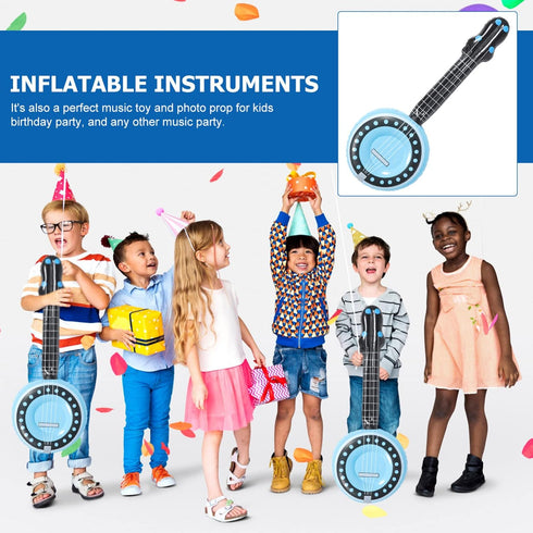 Inflatable Rock Star, 80s 90s Party Decorations, Blow Up Banjo Musical Instrument Props for Kids Party Supplies 3Pcs