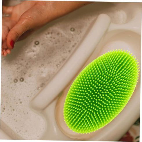 ibasenice Silicone Bath Scrubber and Hair Comb for Newborns Soft Bristles Scalp for Gentle Cleaning Ergonomic Handle