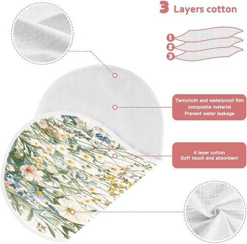 YETTASBIN Herbal Wildflower Muslin Baby Burp Cloth, Super Soft Absorbent Cotton Burp Rag Baby Bibs Feeding Cloth