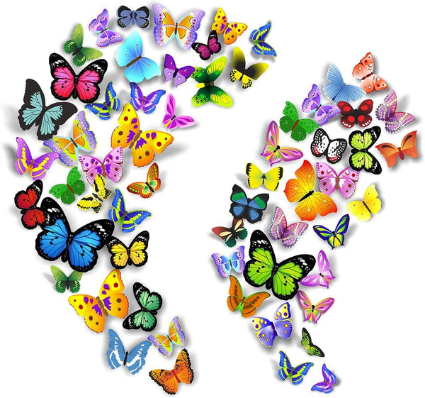 PARLAIM 104PCS 3D Butterfly Wall Decals - Removable Mural Stickers for Kids Nursery Bedroom Living Room Decor
