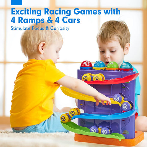 Toddler Toys for 1 Year Old Boy - 2 in 1 Pound Ball Toy & Car Ramp Race Track Learning Active Developmental Toys