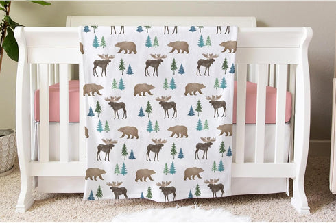 SqtmuHLuo 60x80inch Baby Blanket Boys Girls Moose Bear Deer Baby Nursery Bed Blanket Soft Flannel Swaddles Toddler