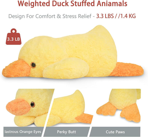 20" 3.3 Niuniu Daddy | Pound Weighted Duck Stuffed Animals for Adults Kids, Giant Weighted Yellow Duck Plush Toy