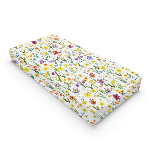 Watercolor Flowers Changing Pad Covers, Colorful Floral Leaves Sheets for Boy Girl, 32''x16''