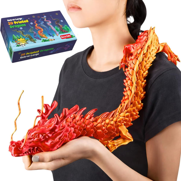35.4'' Large 3D Printed Dragon Toy - Upgraded Big Articulated Dragon for
