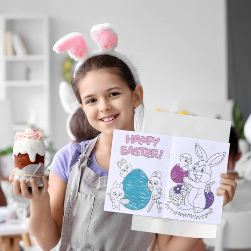 24 24 Funrous Pcs Easter Coloring Books Bulk with Stacking Crayons for Kids Party Favors Happy Easter Activity Books