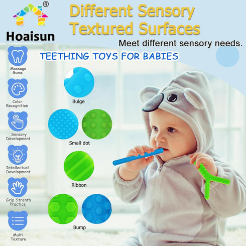 Sensory Chew Toys for Autistic Children, 4 Pack Silicone Teething Straws for Autism, ADHD, and Stress Relief