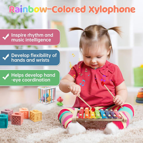 6 1 1 1 2 3 in Montessori Baby Toys for Year Old, Toddlers Sensory Teething Toys for Babies, Wooden Stacking Building