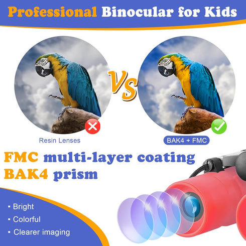 Obuby Real Binoculars for Kids, 8x21 High-Resolution Optics Compact Toy Binocular for Bird Watching, Travel, Camping