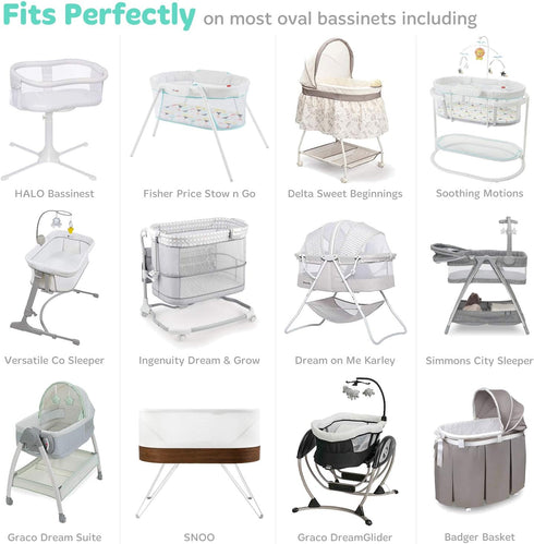 15 33 Inch 2 Pack Bassinet Fitted Sheets Compatible with Halo, Fisher Price, Delta, Graco Fits Perfectly on x Oval