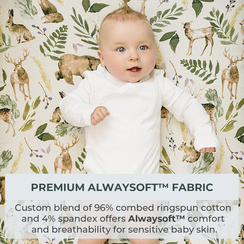 2 Pack Pobibaby - Premium Changing Pad Cover - Ultra-Soft Cotton Blend, Stylish Woodland Pattern, Safe and Snug
