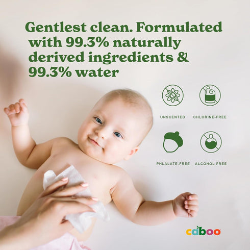 72 Pack, 216 Caboo Baby Wipes, Made with Bamboo Viscose, Certified Made Safe Ingredients, Unscented Baby Wipes Good