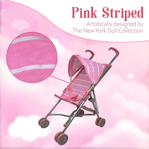 Set 12" Set Baby Doll with Stroller - Baby Doll with Pacifier Gift - Pink Fabric Baby Stroller Toy for Kids - Foldable