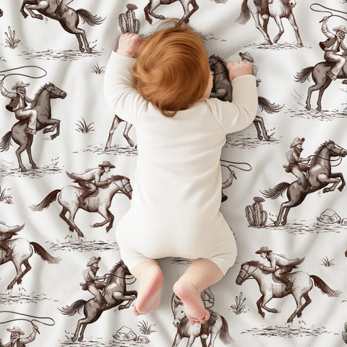(05) Western Baby Blanket, Cowboy Minky Blankets for Boys Girls, Nursery Room Decor, Soft Warm Lightweight Nursery Bed