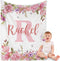 Yoke Style Personalized Flannel Swaddle Blanket for Girls, 32x48 inches, Custom Baby