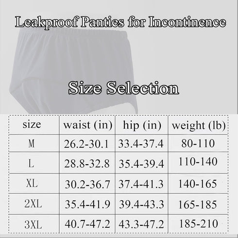 MKKBOB Panties for Incontinence Diapers for Women Heavy Absorbency,Cotton Comfort Care Incontinence Panties Leakproof