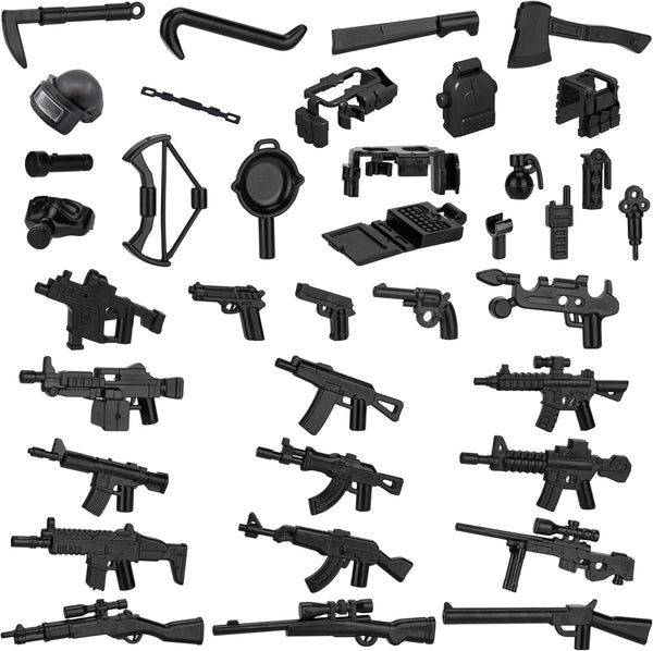 38 Pcs WW2 Military Weapons Pack, Soldier Style Weapon Accessories for Classic Building Blocks, Age 6 to 15