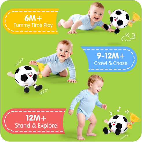 6 12 18 Tummy hahaland Baby Crawling Plush Toy for Months Musical Dancing Bouncing Toys, Voice Repeat Interactive Time