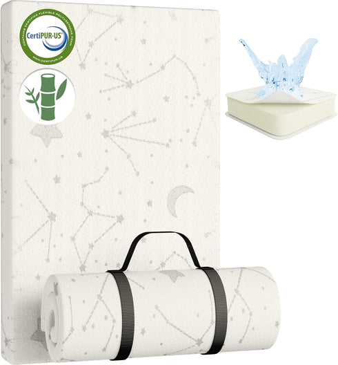 YENING Bamboo Pack and Play Mattress Pad Breathable 38x26 Waterproof Baby Mattress for