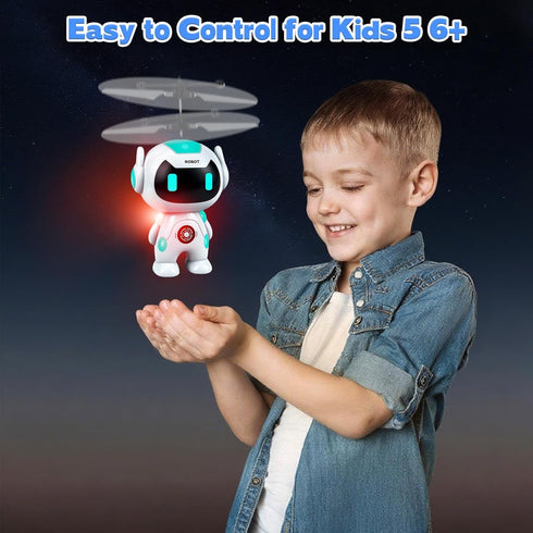 6-8 9 10 11 12+ Flying Robot Toys for Kids, Flying Ball Hand Operated Drones with LED Light Indoor Rechargeable Mini