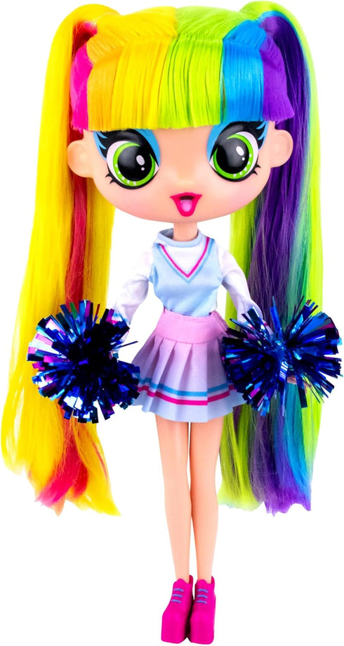 11 50+ 49 Decora Fashion Girlz Doll Decora Cheerleader Poseable Fashion Doll with Long Rainbow Hair, Surprises, Fabric