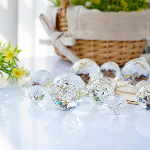 13pcs 2026 (20mm/30mm/40mm) Clear Crystal Ball Hanging Ornaments for Window Chandelier Parts Hanging Prisms
