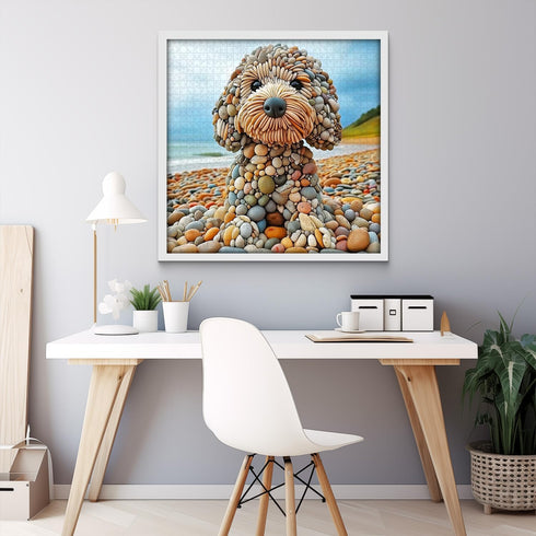 PICKFORU 1000 Summer Funny Dog Jigsaw Puzzles Pieces for Adults, Beach Guardian Dog Puzzle Cute, Interesting Seaside