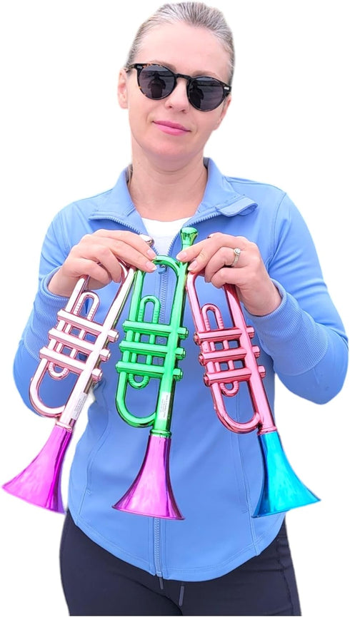 (13 Inch) (12 Metallic Trumpets Plastic Noisemaker Music Toys for Kids Instruments Noise Makers for Birthday Partie