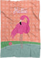 Pink Flamingo Blanket - Peach Coral Flamingo Personalized Name Blanket