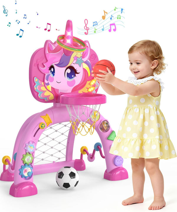 Toddler Basketball Hoop & Soccer Goal, Baby Toys for 1 2 3