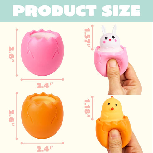 12pcs JOYIN Easter Eggs Squishy Toy Bunny Chicks, Cute Rabbits,Chicks Hide in Broken Eggs, Squishy Toy Stress Relief