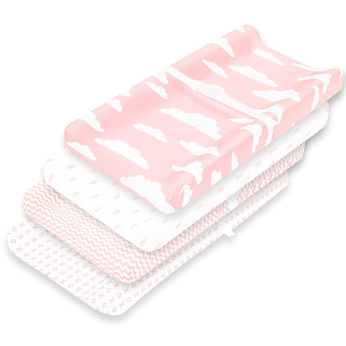 BaeBae Goods Premium Baby Changing Pad Covers 4 Pack Girl Pure Cotton Machine Washable