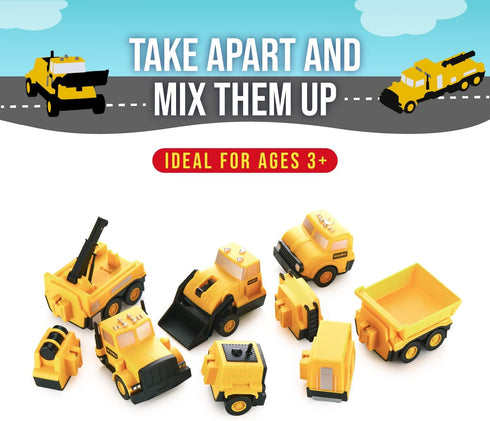1-3, Set 3 Popular Playthings Magnetic Vehicles for Toddlers Mix or Match Car Toys, of Gift for Kids - Construction