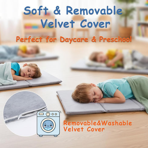 Tiita Foldable Kids Nap Mat - Soft Sleeping Pad for Toddlers and Children