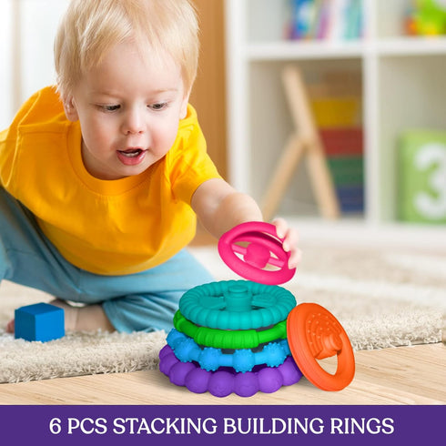 Silicone Stacking Rings Baby Toy | Soft Silicone Teething Toys | Interactive Stacking Rings for Babies Boy, Girl,
