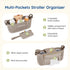 mommore Stroller Organizer with Insulated Cup Holders, Adjustable Stroller Caddy with Detachable Phone Bag, Stroller