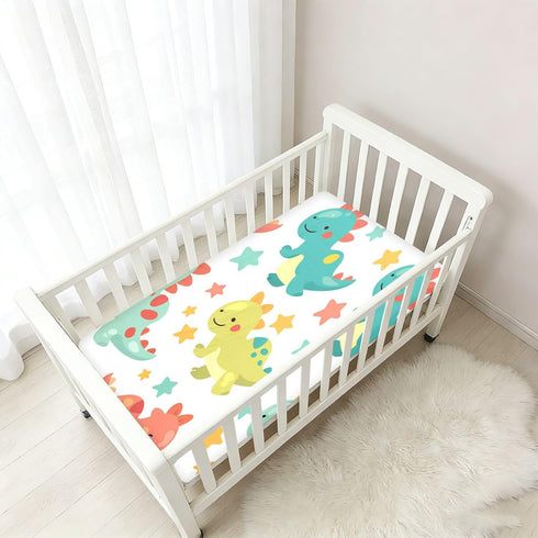 Bseiialft 52 28 Colorful Dinosaurs Stars Crib Sheets for Boys Girls Soft and Breathable Cotton Baby Sheets for Standard