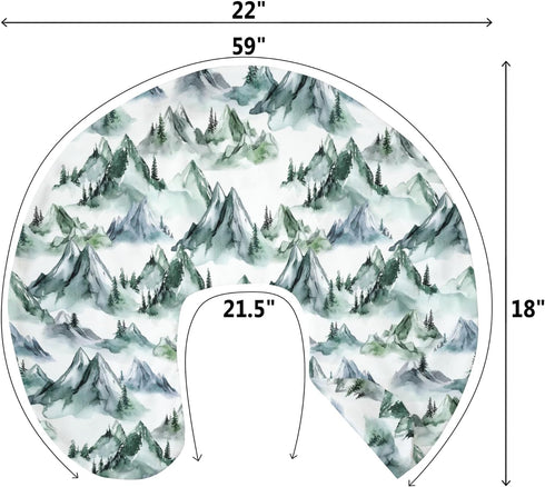 Watercolor Green Mountain Baby Nursing Pillow Covers for Boy Girl Trees Forest Mountains Neutral Nursing Slipcovers