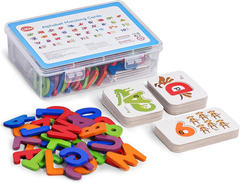 LiKee Alphabet Flash Cards Wooden Letter Puzzle ABC Sight Words Matching Games