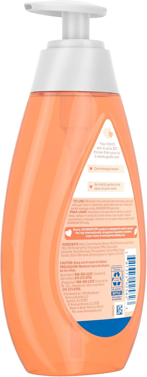 13.6 oz Johnson's Baby Head-To-Toe Wash & Shampoo, Tear-Free, Moisturizing Body Wash, Baby Essentials, Baby Wash