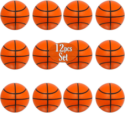 Mini Basketball Stress Balls 12 Pcs Pack - 2.5” Inch Mini Basketballs for Kids, Party Favors