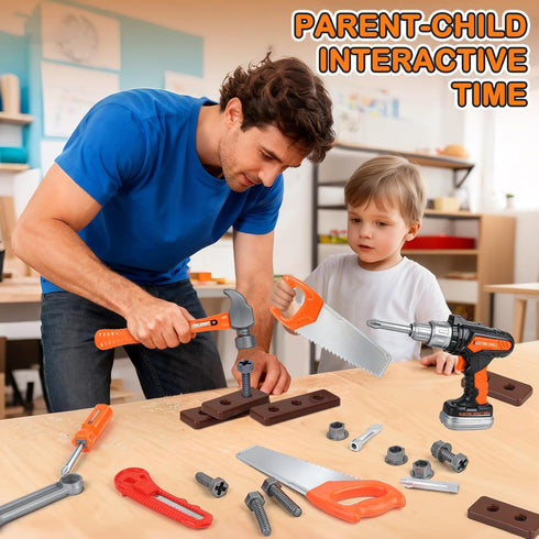 ZHYLLO Set 3-5 Set 3 Toddler Tool for Age Kids Tool with Tool Box and Toy Drill, Pretend Play Toy Tools Kids