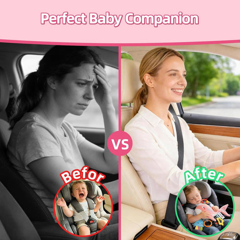 littlove 6-12 3-6 Pull Musical Toys for Car Seat Months, Travel Sensory Toy Months, Montessori Plush Toys for Roadtrip