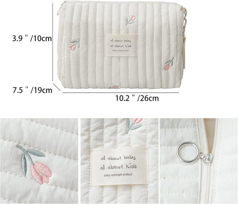 Baby Stroller Storage Bag, Diaper Organizer Pouches, Embroidered Mommy Bag for Outdoor Infant Carriages
