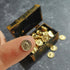 Set, 100 Vintage Miniature Gold Bars Pieces Dollhouse Treasure Chest Collection, Metallic Gold Finish, Display